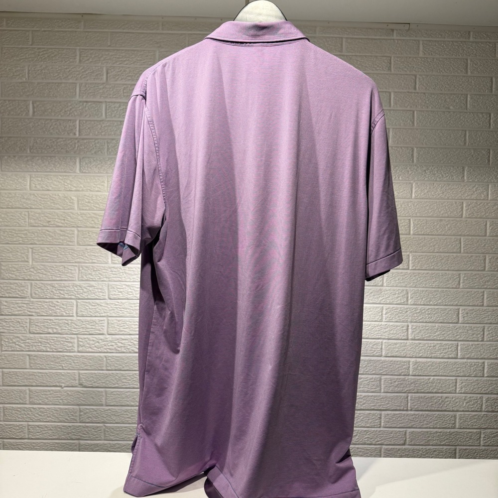 Peter‎ Millar Summer Comfort Purple Stripe Embroidered Logo Golf Polo Men's L - Picture 3 of 4